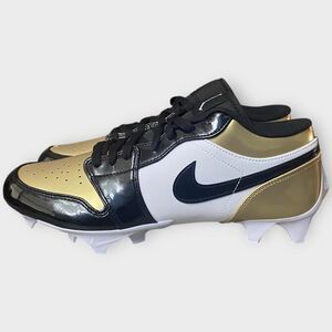 Nike Air Jordan 1 Low TD Football Cleats Gold Black FJ6245-701 Mens size 10.5